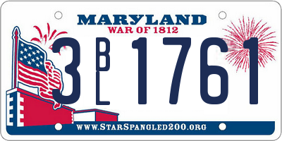 MD license plate 3BL1761