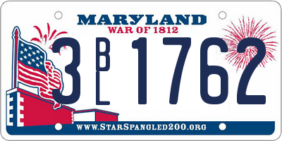 MD license plate 3BL1762