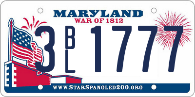 MD license plate 3BL1777