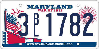 MD license plate 3BL1782
