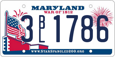 MD license plate 3BL1786