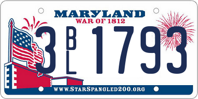 MD license plate 3BL1793