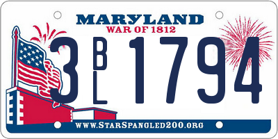 MD license plate 3BL1794