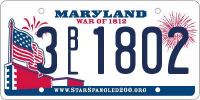 MD license plate 3BL1802
