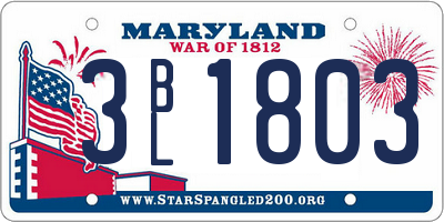 MD license plate 3BL1803