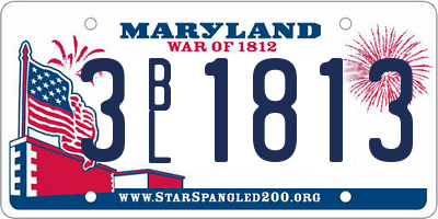 MD license plate 3BL1813