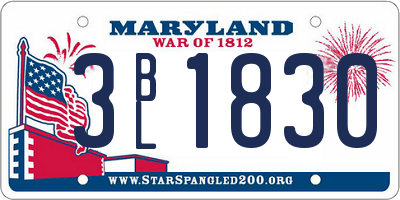 MD license plate 3BL1830