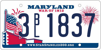 MD license plate 3BL1837