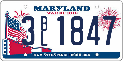 MD license plate 3BL1847