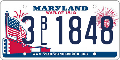 MD license plate 3BL1848