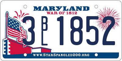 MD license plate 3BL1852
