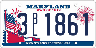 MD license plate 3BL1861