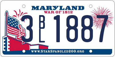 MD license plate 3BL1887