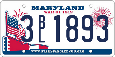 MD license plate 3BL1893