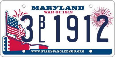 MD license plate 3BL1912