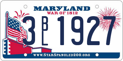 MD license plate 3BL1927