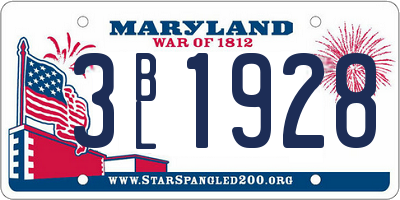 MD license plate 3BL1928