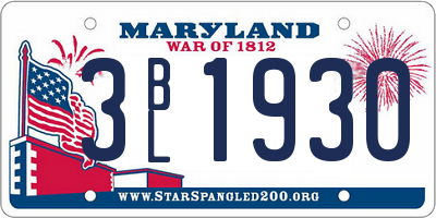 MD license plate 3BL1930
