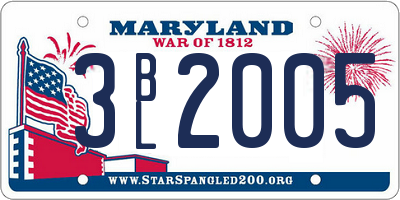 MD license plate 3BL2005