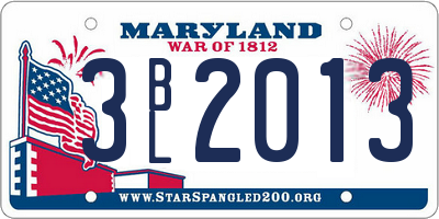 MD license plate 3BL2013