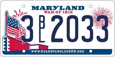 MD license plate 3BL2033
