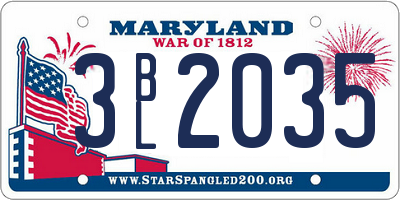 MD license plate 3BL2035