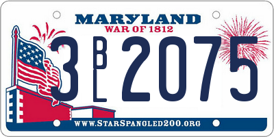 MD license plate 3BL2075
