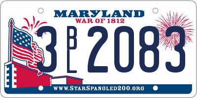 MD license plate 3BL2083