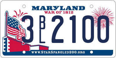 MD license plate 3BL2100
