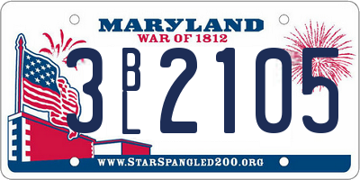 MD license plate 3BL2105
