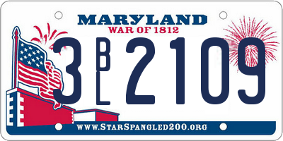 MD license plate 3BL2109