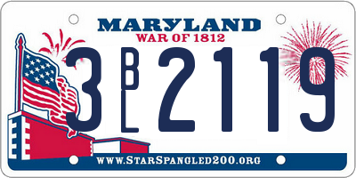MD license plate 3BL2119