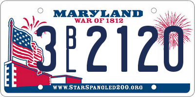 MD license plate 3BL2120