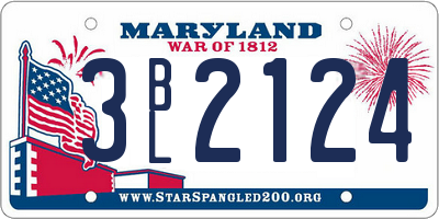 MD license plate 3BL2124
