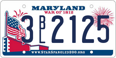 MD license plate 3BL2125