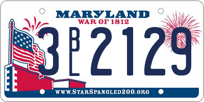 MD license plate 3BL2129