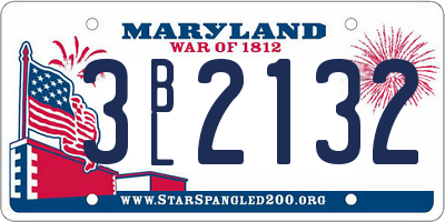 MD license plate 3BL2132