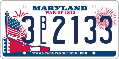 MD license plate 3BL2133
