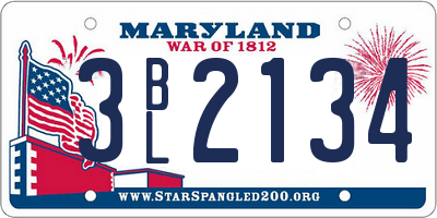MD license plate 3BL2134