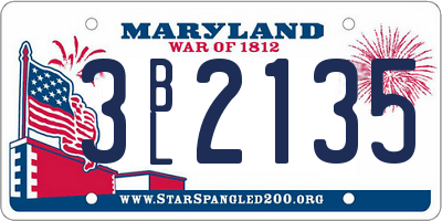 MD license plate 3BL2135