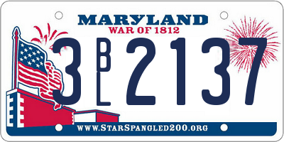 MD license plate 3BL2137