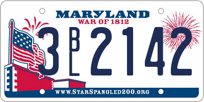 MD license plate 3BL2142