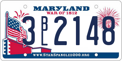 MD license plate 3BL2148