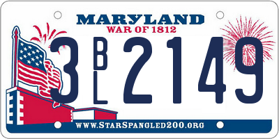 MD license plate 3BL2149