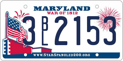 MD license plate 3BL2153