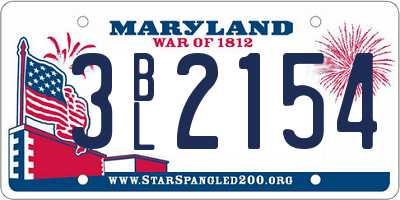 MD license plate 3BL2154