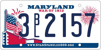MD license plate 3BL2157