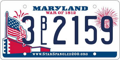 MD license plate 3BL2159
