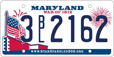 MD license plate 3BL2162