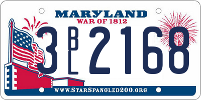 MD license plate 3BL2168